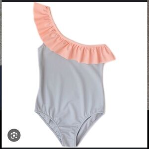 Peach Ruffle One-Shoulder Swimsuit